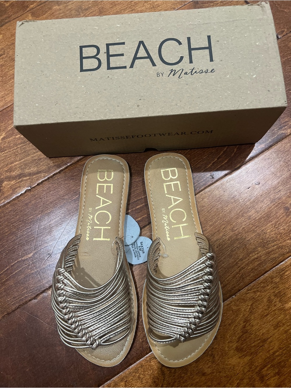 BEACH by Matisse Gold Braided Slip-On Sandals